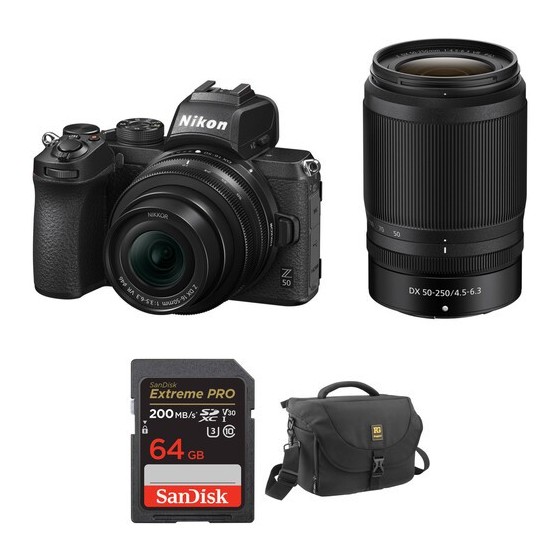 Nikon Z50 Mirrorless Camera with 16-50mm and 50-250mm Lenses and Accessories Kit