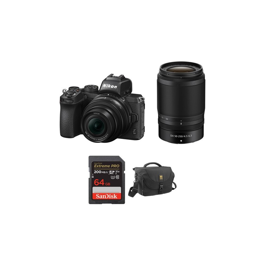 Nikon Z50 Mirrorless Camera with 16-50mm and 50-250mm Lenses and Accessories Kit