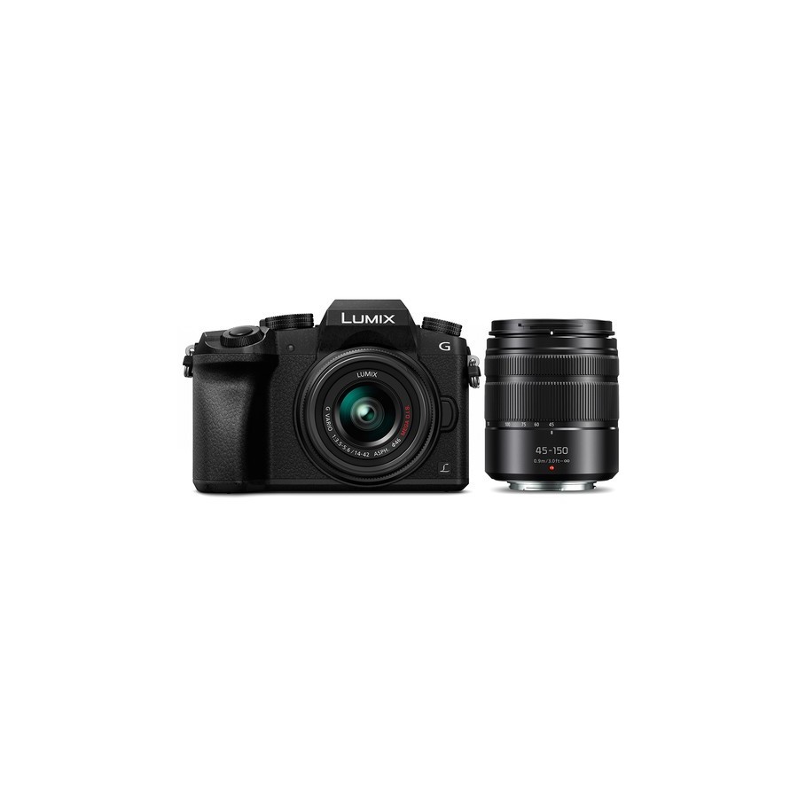 Panasonic Lumix DMC-G7 Mirrorless Digital Camera with 14-42mm and 45-150mm Lenses and Accessories Kit (Black)