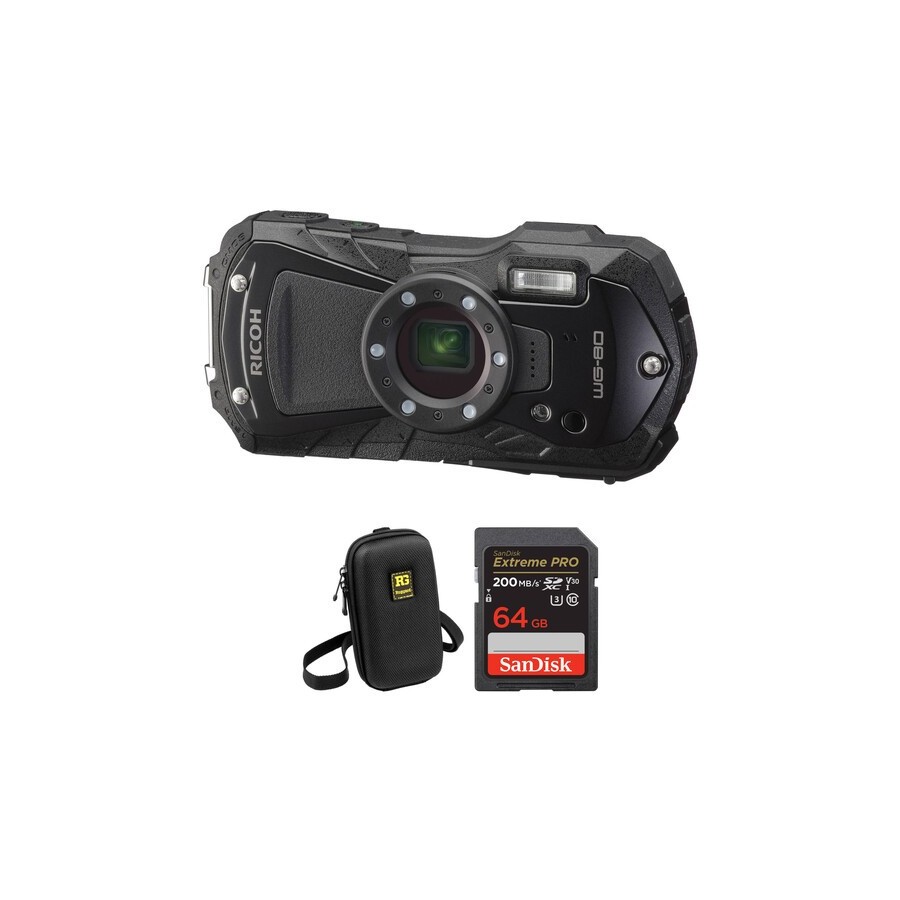 Ricoh WG-80 Digital Camera with Accessories Kit (Black)