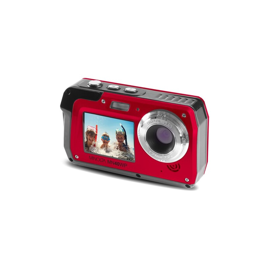 Minolta MN40WP Waterproof Dual-Screen Digital Camera (Red)