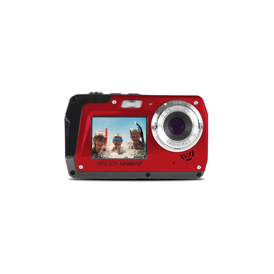 Minolta MN40WP Waterproof Dual-Screen Digital Camera (Red)